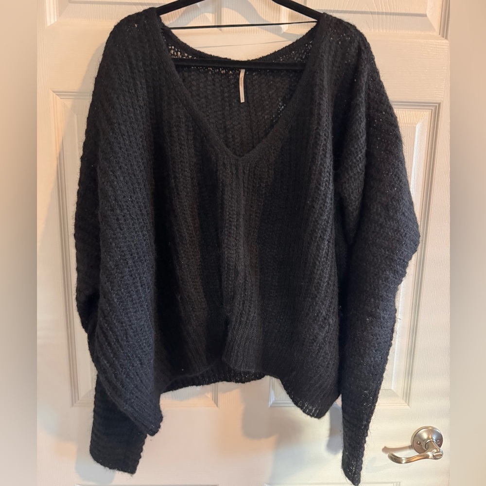 Free People Black V-Neck Sweater